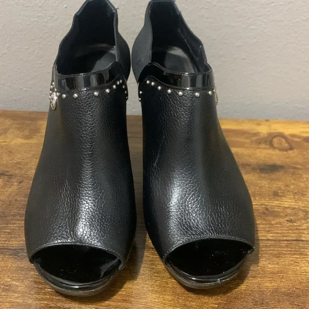 Brighton Vixon Chunky Black Slip On Heels Size 8 - Picture 2 of 8
